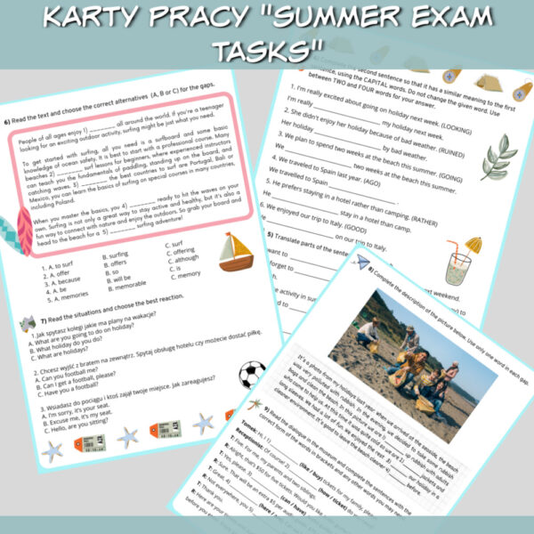 Karty pracy Summer Exam Tasks do druku