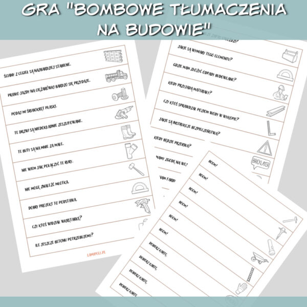 Bombowe tłumaczenia Na budowie gra do druku