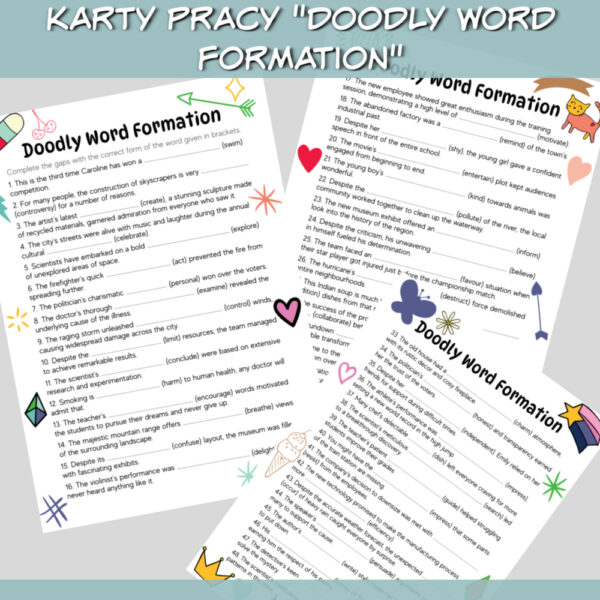 Karty pracy Doodly Word Formation do druku