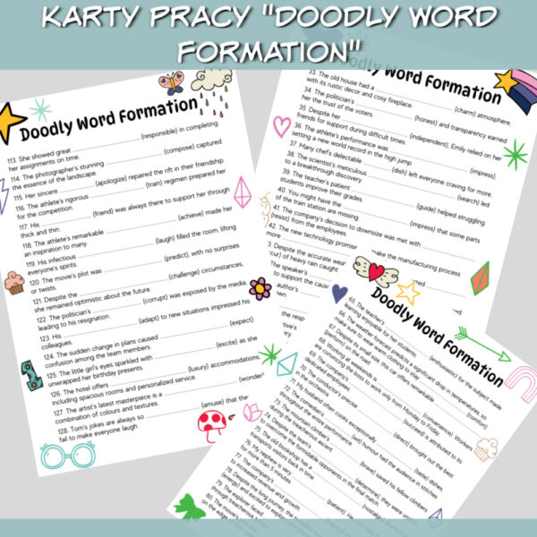 Karty pracy Doodly Word Formation do druku