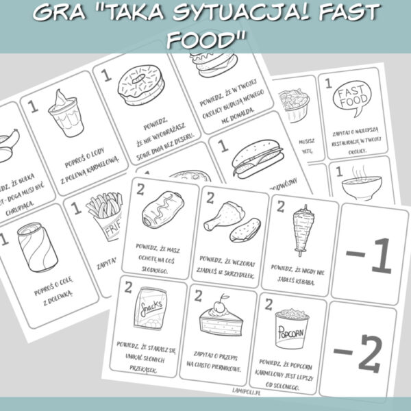 Taka sytuacja! Fast Food gra do druku