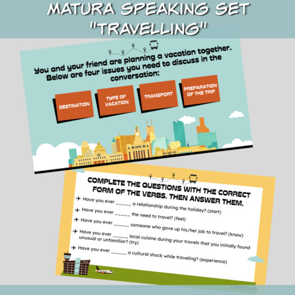 Matura speaking set Travelling online