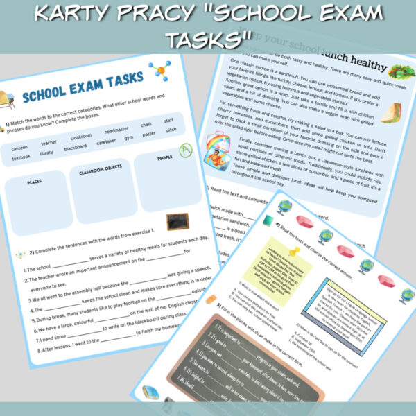 Karty pracy School Exam Tasks E8