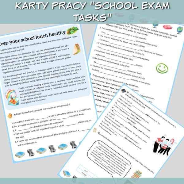 Karty pracy School Exam Tasks E8