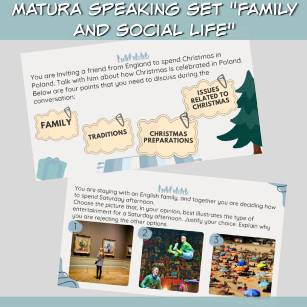 Matura speaking set Family and social life online