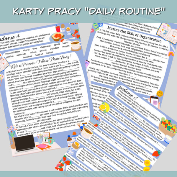 Karty pracy Daily routine do druku