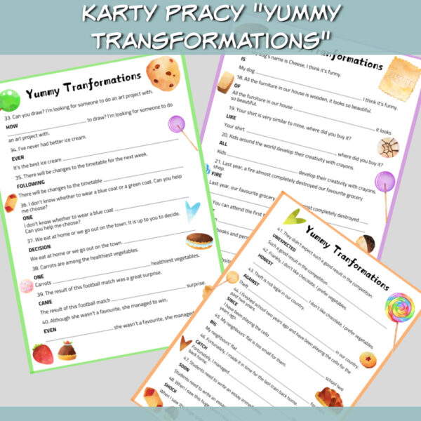 Karty pracy Yummy Transformations do druku