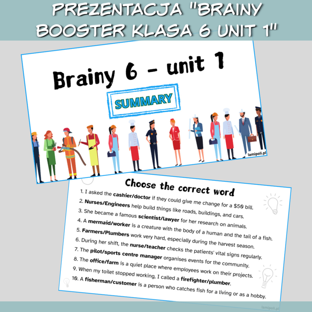 Zestaw Brainy Booster klasa 6 Unit 1 do druku; online