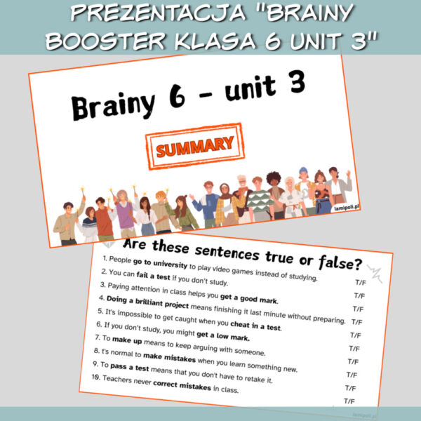 Zestaw Brainy Booster klasa 6 Unit 3 do druku; online