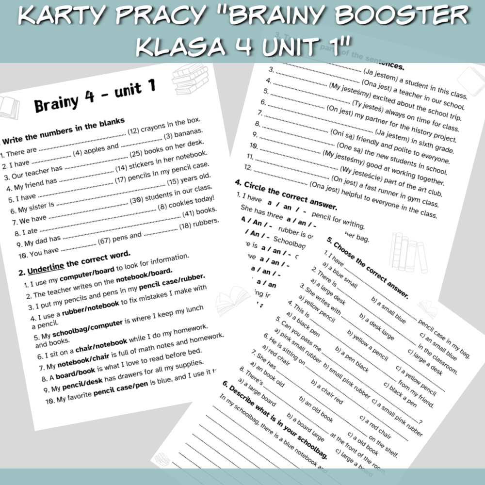 Zestaw Brainy Booster klasa 4 Unit 1 do druku, online