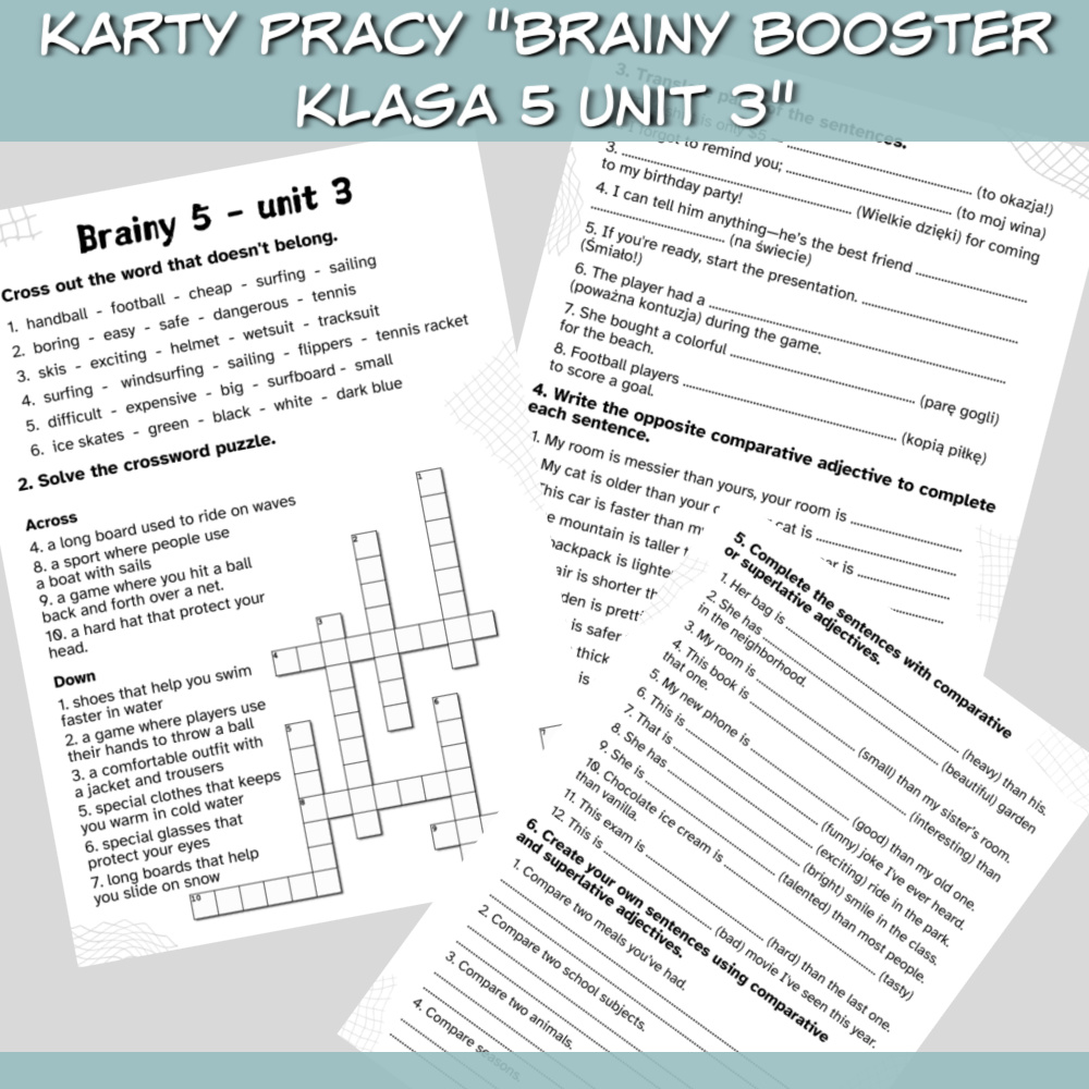 Zestaw Brainy Booster klasa 5 Unit 3 do druku; online